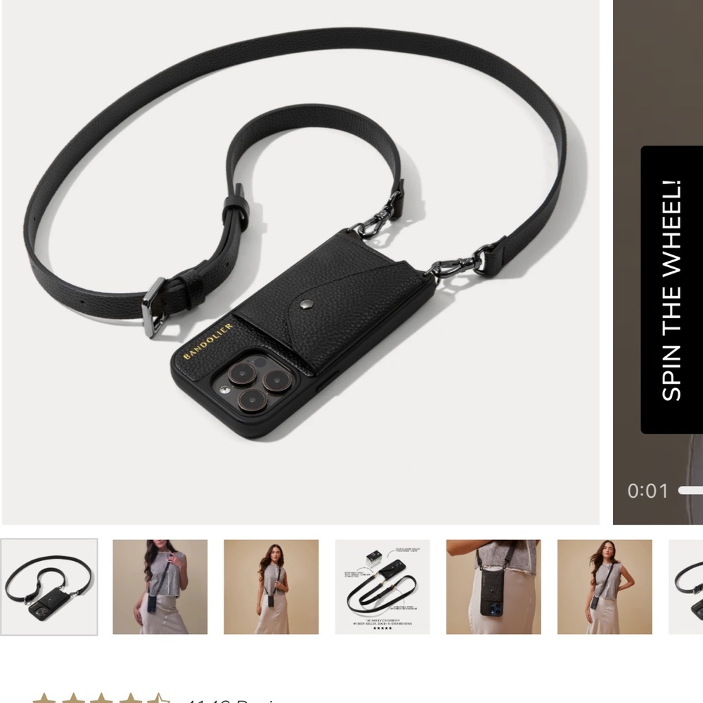 Bandolier Halley Black Crossbody Phone 15 Plus Case